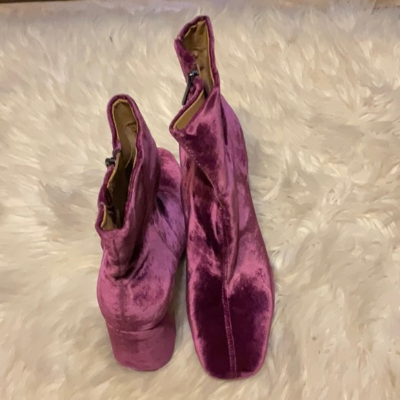 Sam Edelman Codie Leather Ankle Boots Women Deep Orchid Side Zip Closure Size 9 - Picture 5 of 12